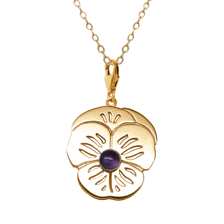 18K Gold Plated Sterling Silver Amethyst "Purple Pansy" Suffragette Charm Necklace - Michele Benjamin - Jewelry Design Fine Jewelry Necklaces - Vermeil