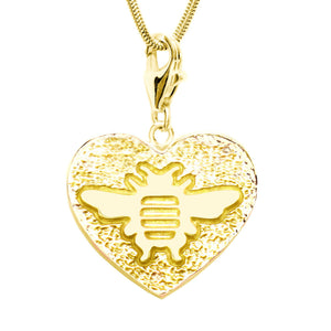 18K Gold Plated Sterling Bee Heart Charm Necklace 18 in. L - Michele Benjamin - Jewelry Design Fine Jewelry Necklaces - Vermeil