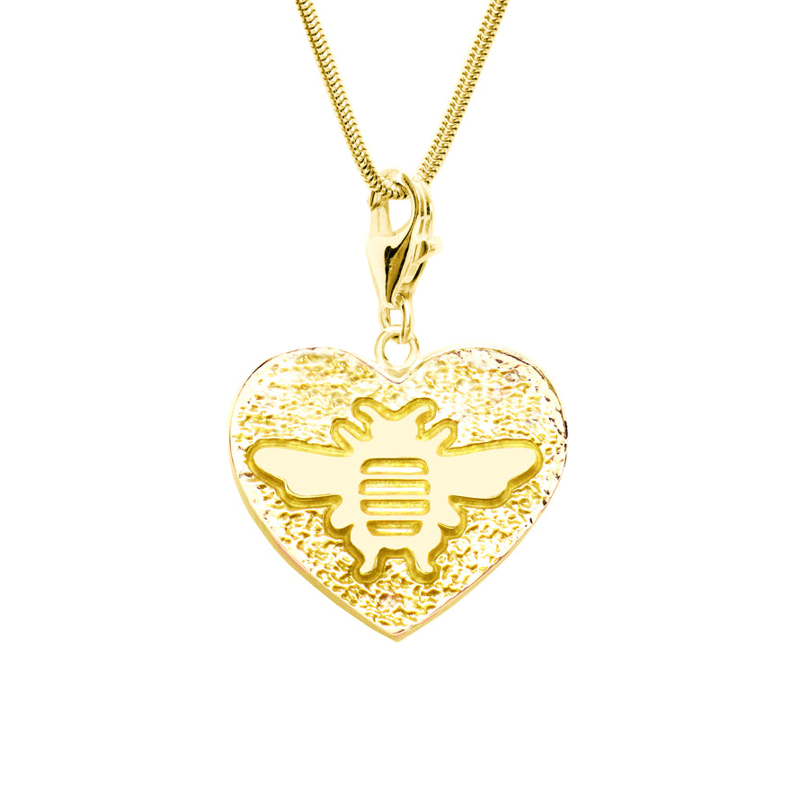 18K Gold Plated Sterling Bee Heart Charm Necklace 18 in. L - Michele Benjamin - Jewelry Design Fine Jewelry Necklaces - Vermeil