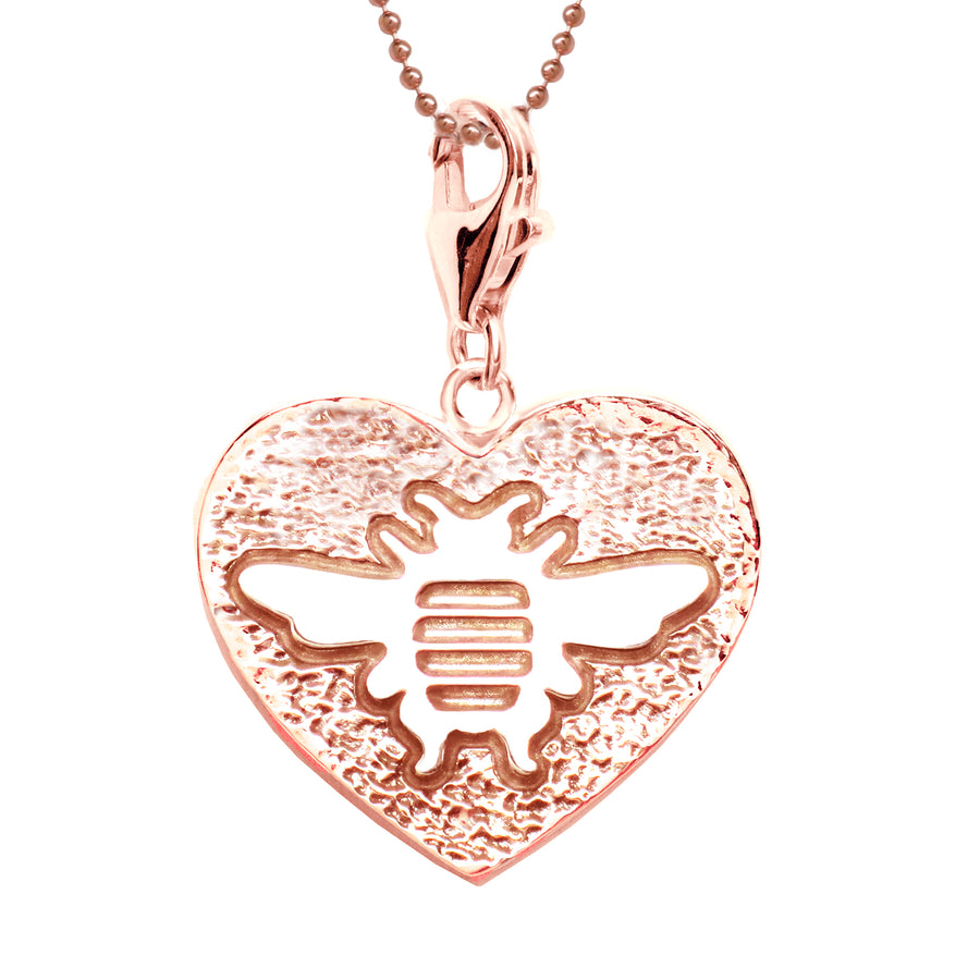 18K Rose Gold Plated Sterling Bee Heart Charm Necklace 18 in. L - Michele Benjamin - Jewelry Design Fine Jewelry Necklaces - Vermeil