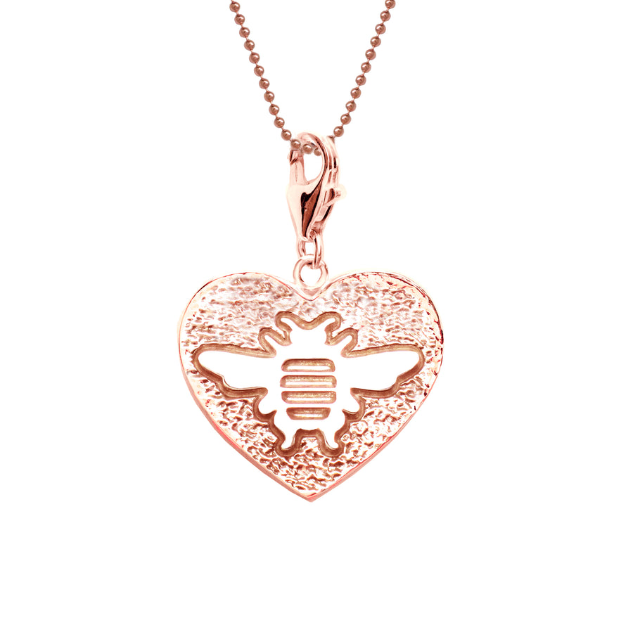 18K Rose Gold Plated Sterling Bee Heart Charm Necklace 18 in. L - Michele Benjamin - Jewelry Design Fine Jewelry Necklaces - Vermeil