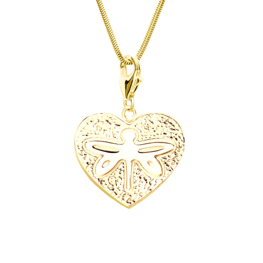 18K Gold Plated Sterling Silver Dragonfly Heart Charm Necklace 18 in. L - Michele Benjamin - Jewelry Design Fine Jewelry Necklaces - Vermeil