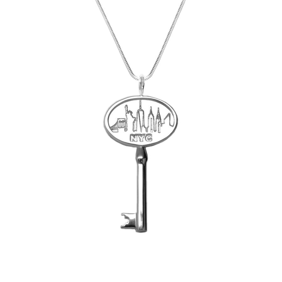 "Key to the City" Necklace Rhodium Plated Brass - Michele Benjamin - Jewelry Design Fashion Jewelry - White Brass