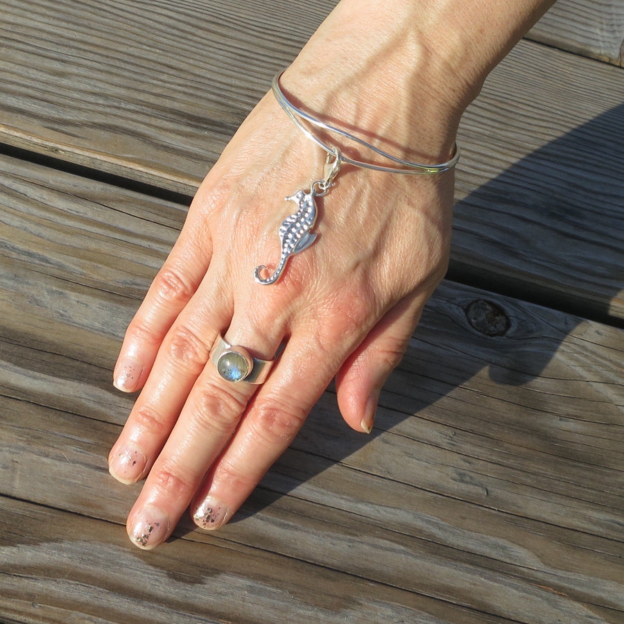 Sterling Silver Diamond Shape Charm Bangle Bracelet - Michele Benjamin - Jewelry Design