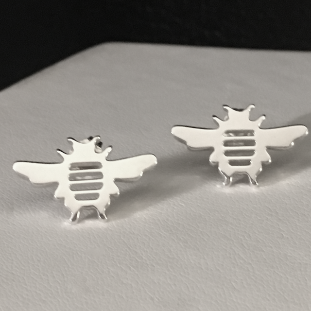 Sterling Silver Tiny "Bee" Dainty Earrings Studs - Michele Benjamin - Jewelry Design Fine Jewelry - Sterling Silver Earrings