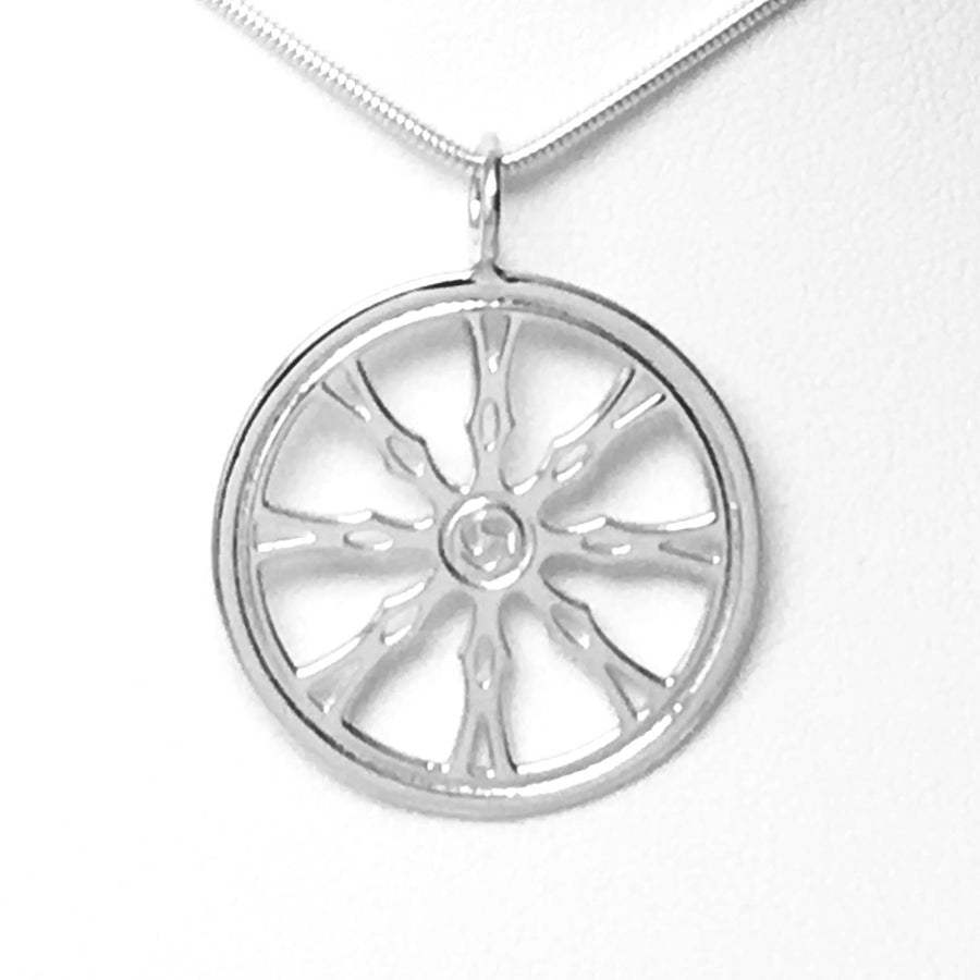 Sterling Silver Spirit Wheel Pendant Necklace 18 in. L - Michele Benjamin - Jewelry Design Fine Jewelry Charms - Sterling Silver