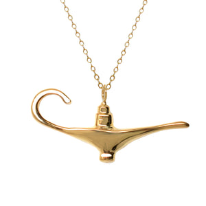 18K Gold Plated Sterling Silver Aladdin Genie Magic Lamp Inspired Necklace - Michele Benjamin - Jewelry Design Fine Jewelry Necklaces - Vermeil