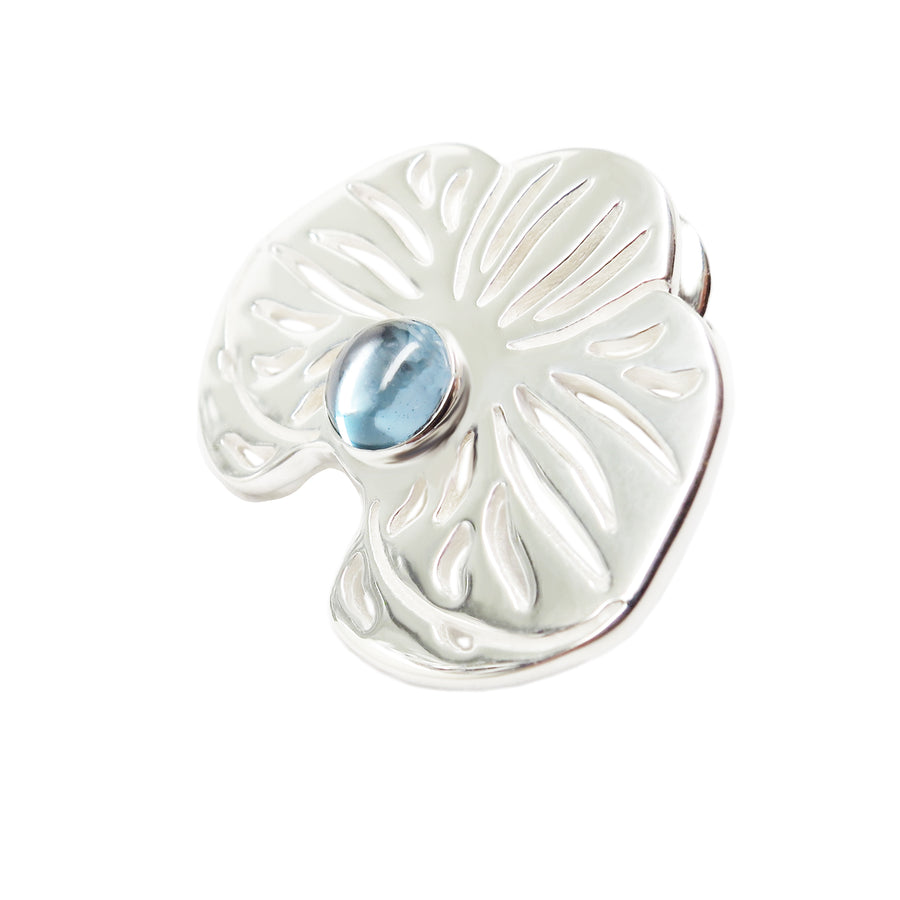 Sterling Silver Swiss Blue Topaz Orchid Lapel Pin Brooch Men's Women's - Michele Benjamin - Jewelry Design Fine Jewelry - Pins