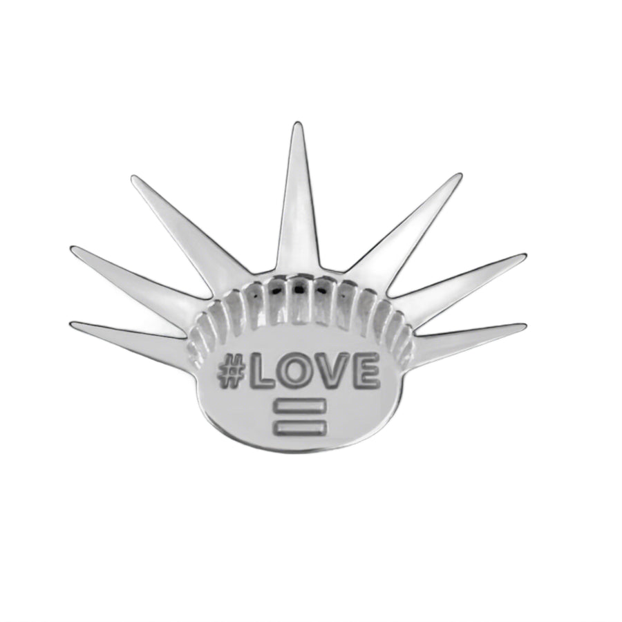 LOVE Liberty Crown Sterling Silver Activist Gender Neutral Jewelry Lapel Pin Brooch - Michele Benjamin - Jewelry Design Fine Jewelry - Pins