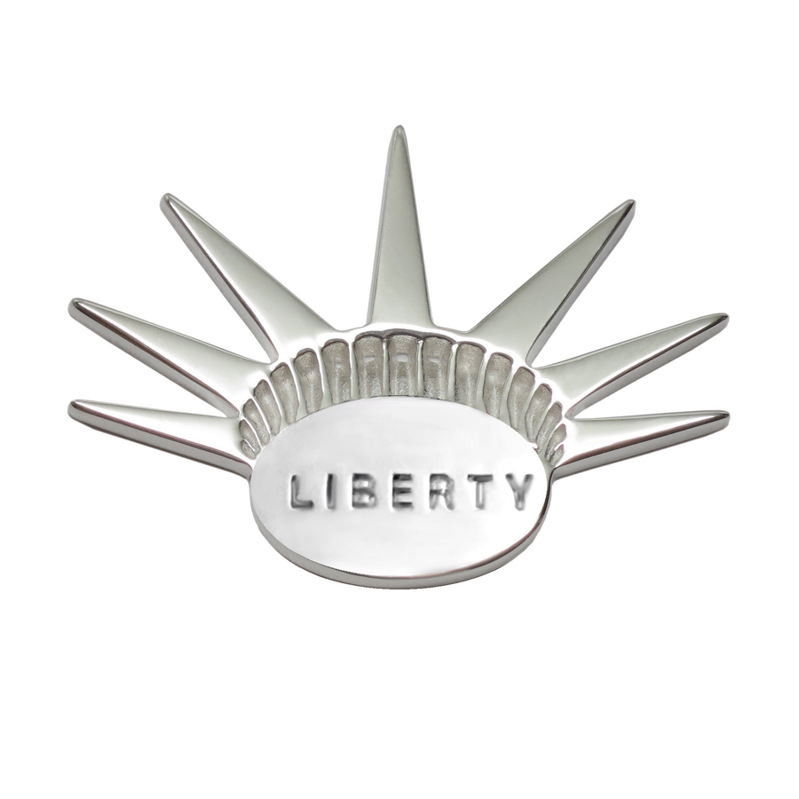 LIBERTY Rhodium Plated White Brass Liberty Crown Lapel Pin Brooch Gender Neutral - Michele Benjamin - Jewelry Design Fashion Jewelry 