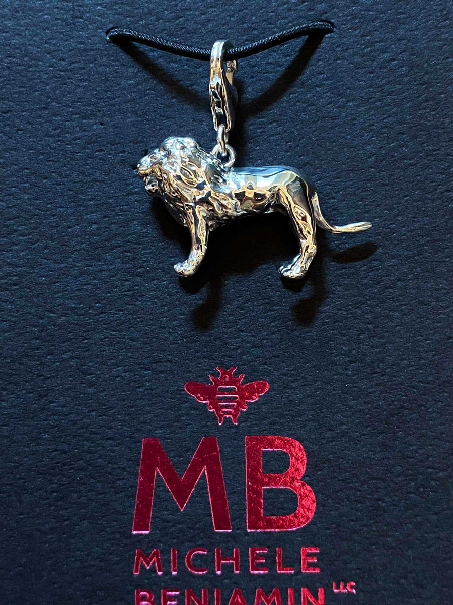 Sterling Silver 3D Lion Charm Necklace, 18 in. L - Michele Benjamin - Jewelry Design Fine Jewelry Charms - Sterling Silver