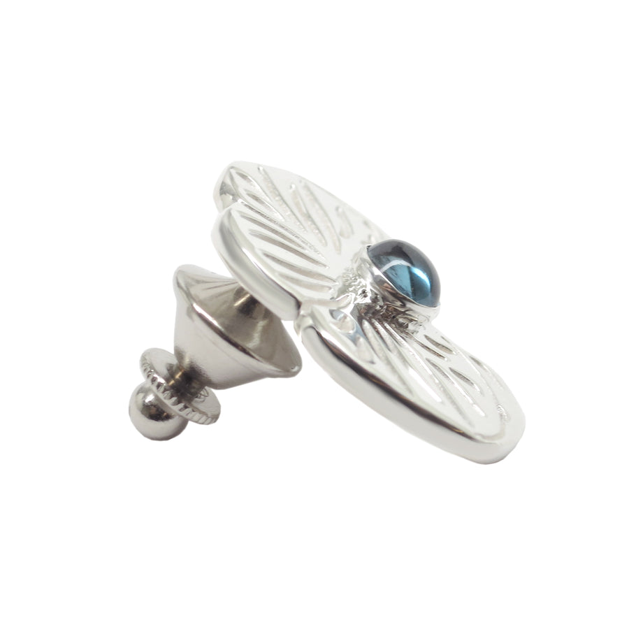 Sterling Silver Swiss Blue Topaz Orchid Lapel Pin Brooch Men's Women's - Michele Benjamin - Jewelry Design Fine Jewelry - Pins