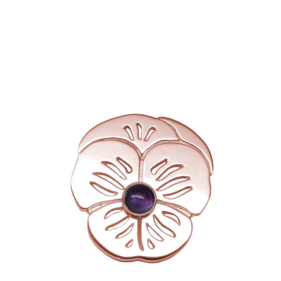 18K Rose Gold Plated Sterling Amethyst "Purple Pansy" Suffragette Pin Brooch - Michele Benjamin - Jewelry Design Fine Jewelry - Pins