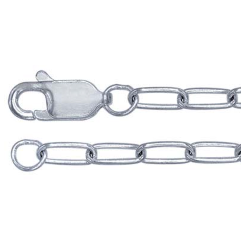 Sterling Silver Elongated Oval Cable Paper Clip Chain 36” L - Michele Benjamin - Jewelry Design Fine Jewelry - Sterling Silver Chains