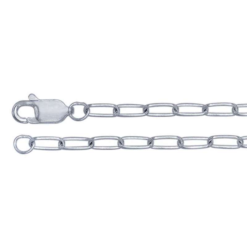 Sterling Silver Elongated Oval Cable Paper Clip Chain 36” L - Michele Benjamin - Jewelry Design Fine Jewelry - Sterling Silver Chains