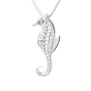 Sterling Silver Seahorse 4mm CZ Necklace - Michele Benjamin - Jewelry Design Fine Jewelry Necklaces - Sterling Silver