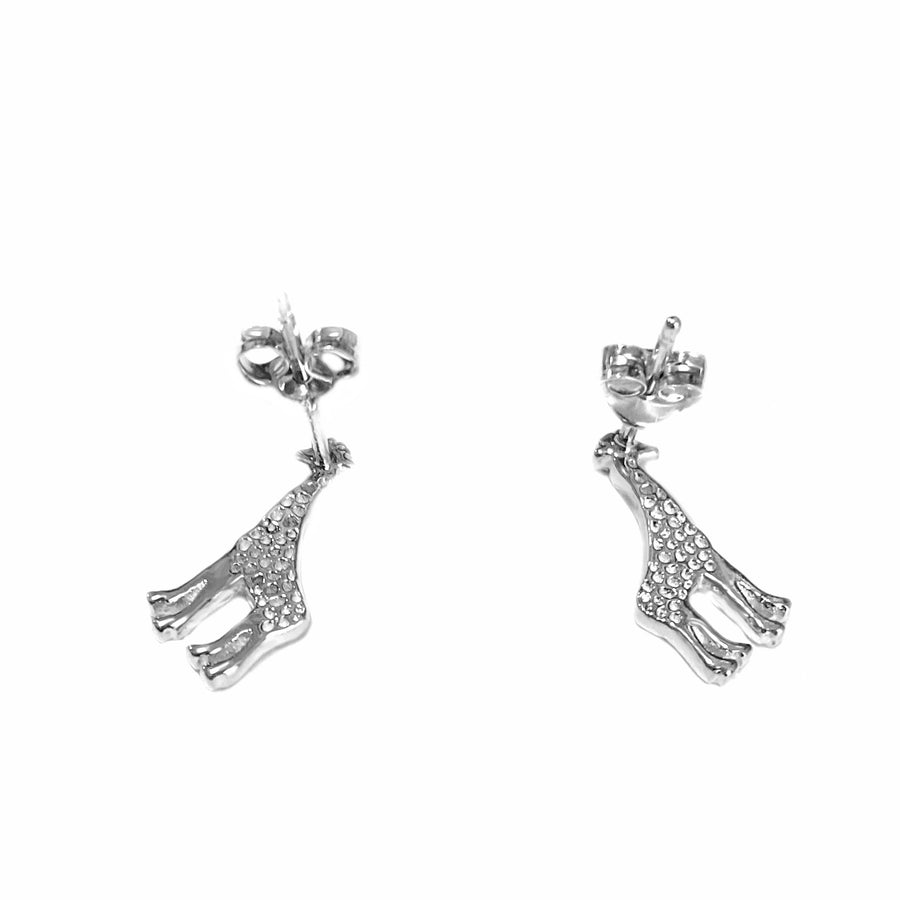 Sterling Silver Tiny Giraffe Post Earrings and Necklace, Matched Set - Michele Benjamin - Jewelry Design Fine Jewelry - Sterling Silver Earrings