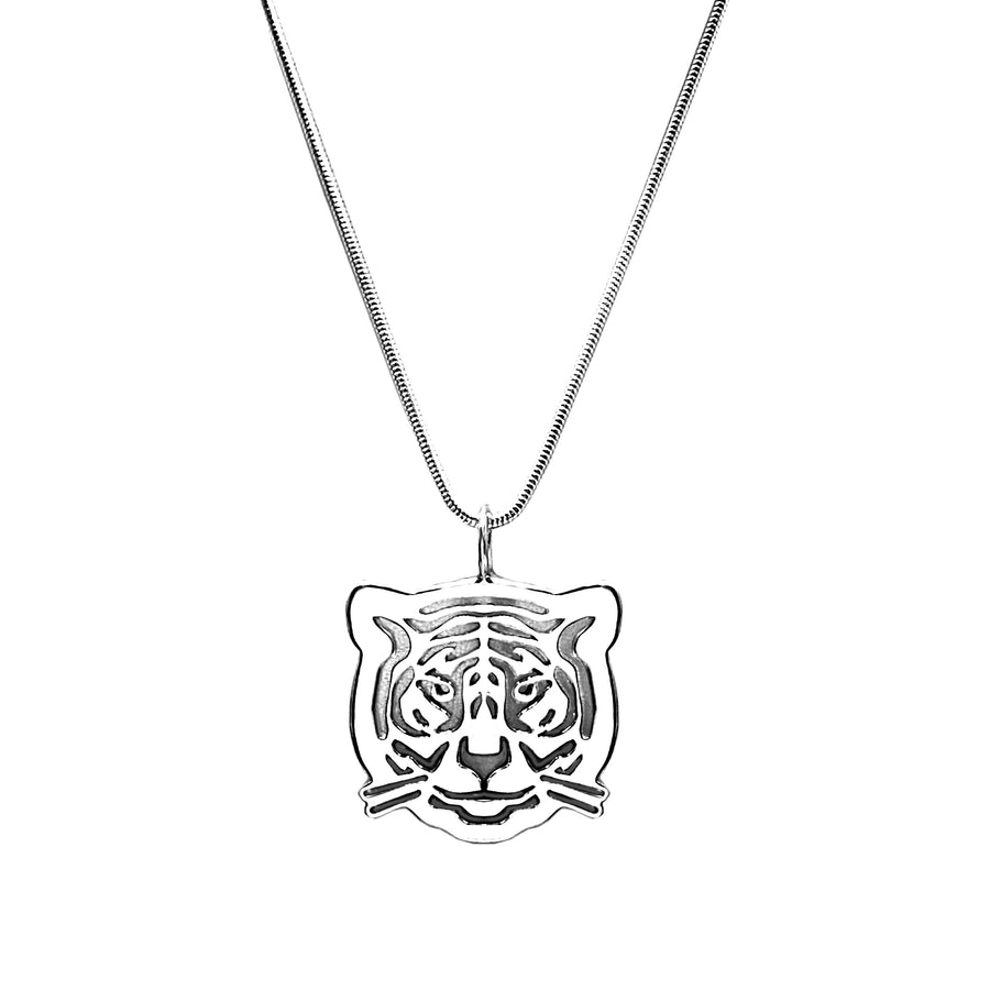 Sterling Silver Tiger Pendant Necklace 18 in. L - Michele Benjamin - Jewelry Design Fine Jewelry Necklaces - Sterling Silver
