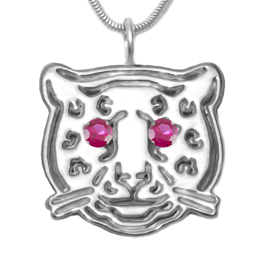 Sterling Silver Ruby Leopard Pendant Necklace [Lab Grown] - Michele Benjamin - Jewelry Design Fine Jewelry Necklaces - Sterling Silver