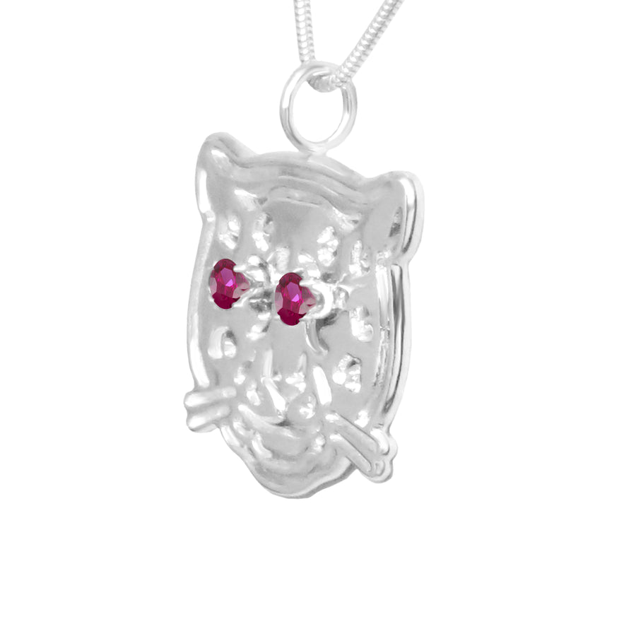 Sterling Silver Ruby Leopard Pendant Necklace [Lab Grown] - Michele Benjamin - Jewelry Design Fine Jewelry Necklaces - Sterling Silver