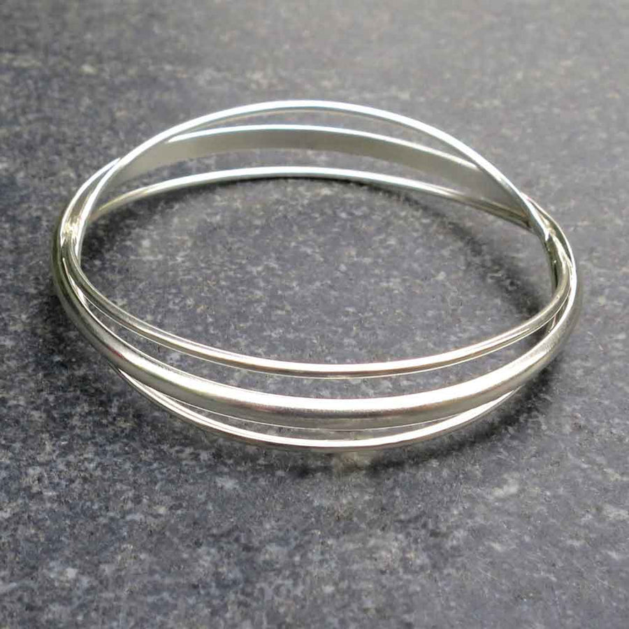Sterling Silver 3-Ring Bangle Bracelet, Women's Size 6.5 - Michele Benjamin - Jewelry Design Fine Jewelry Bracelets - Sterling Silver