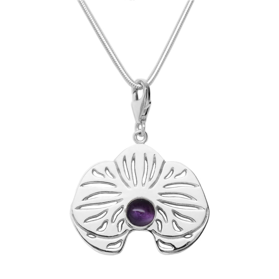 Sterling Silver Amethyst Orchid Charm Necklace - Michele Benjamin - Jewelry Design Fine Jewelry Necklaces - Sterling Silver