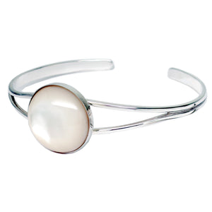 Women's Sterling Silver Mother of Pearl Wide Cuff Bracelet- One Size Fits All - Michele Benjamin - Jewelry Design Fine Jewelry Bracelets - Sterling Silver