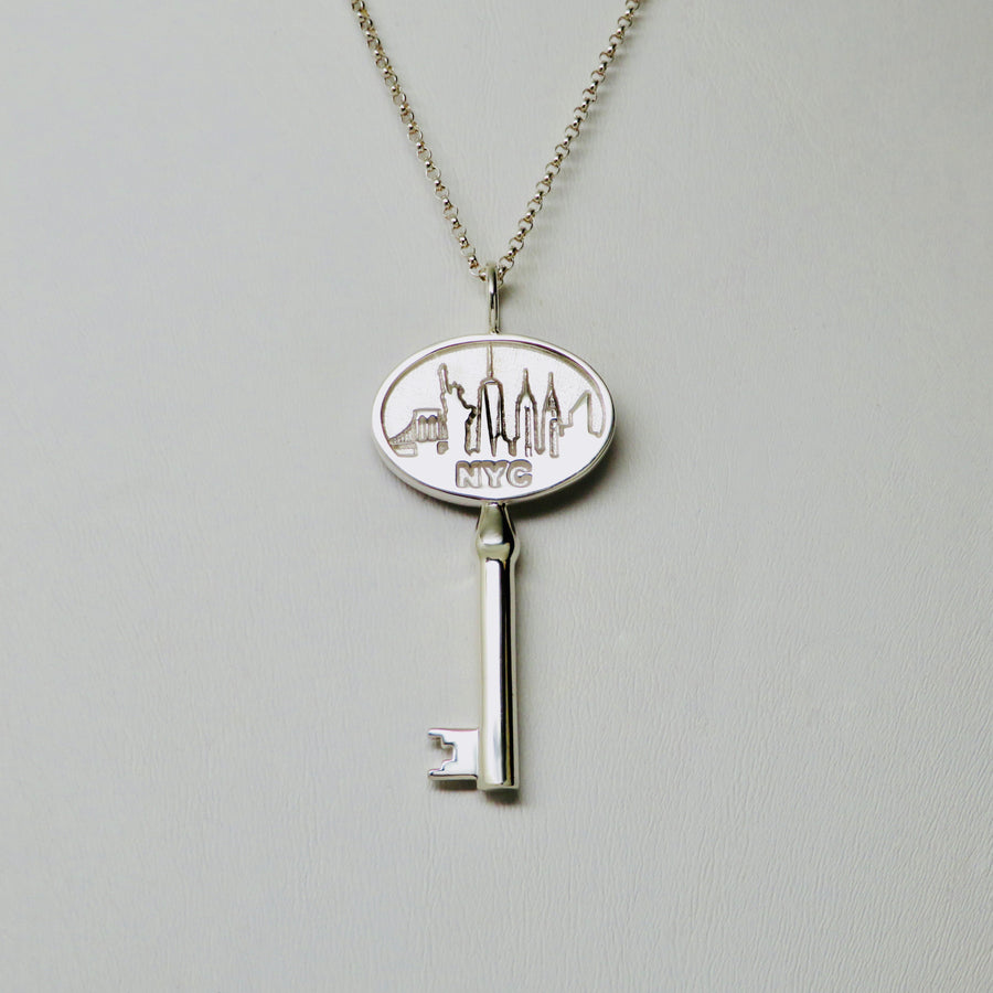 "Key to the City" Necklace Rhodium Plated Brass - Michele Benjamin - Jewelry Design Fashion Jewelry - White Brass