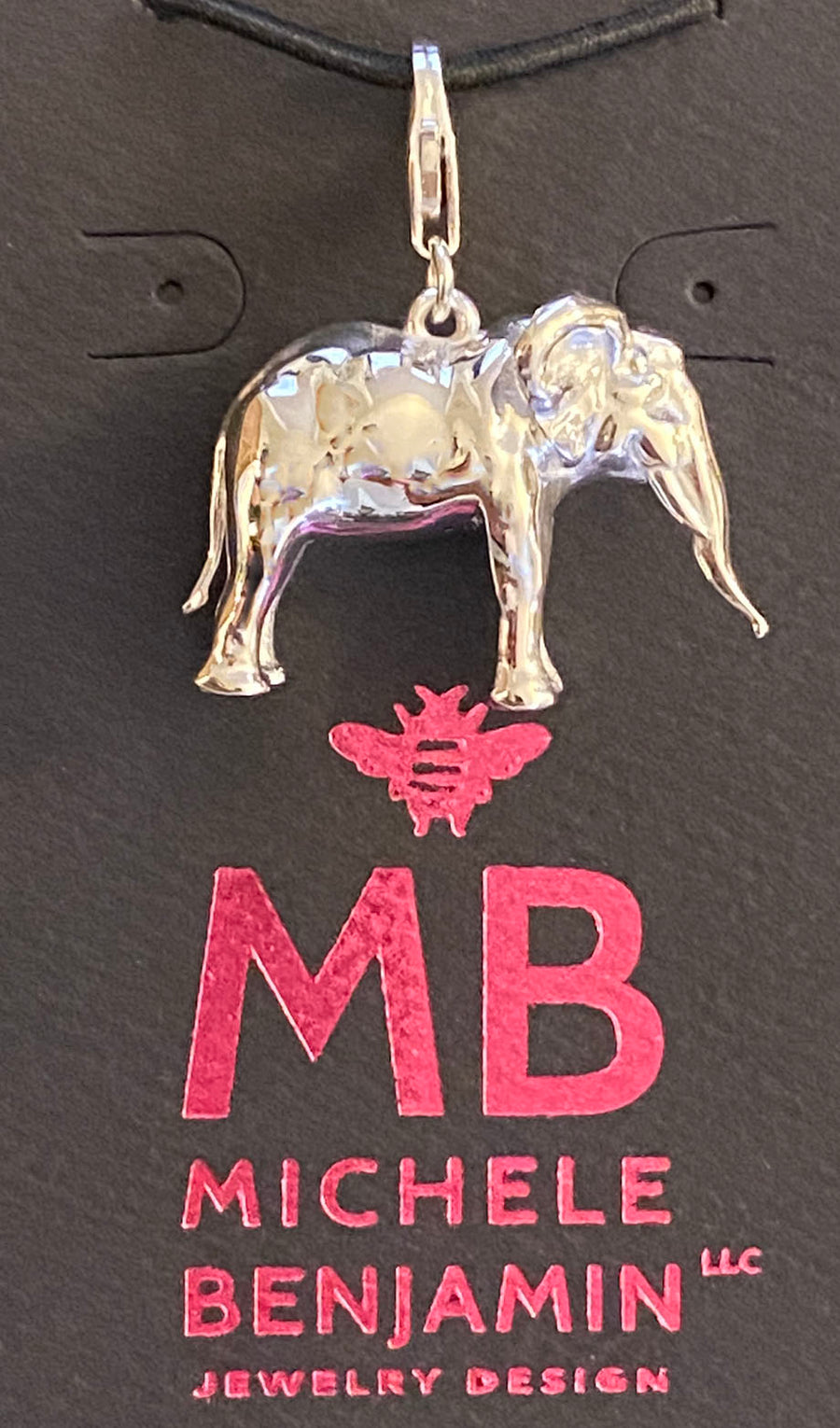 Sterling Silver 3D Elephant Charm Necklace, 36 in. L - Michele Benjamin - Jewelry Design Fine Jewelry Charms - Sterling Silver