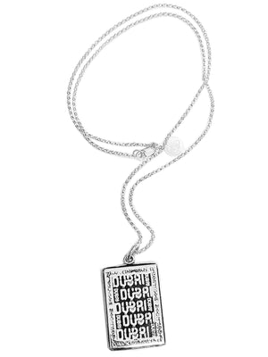 Sterling Silver Oxidized Dubai Frame Pendant Necklace 18 inch L - Michele Benjamin - Jewelry Design