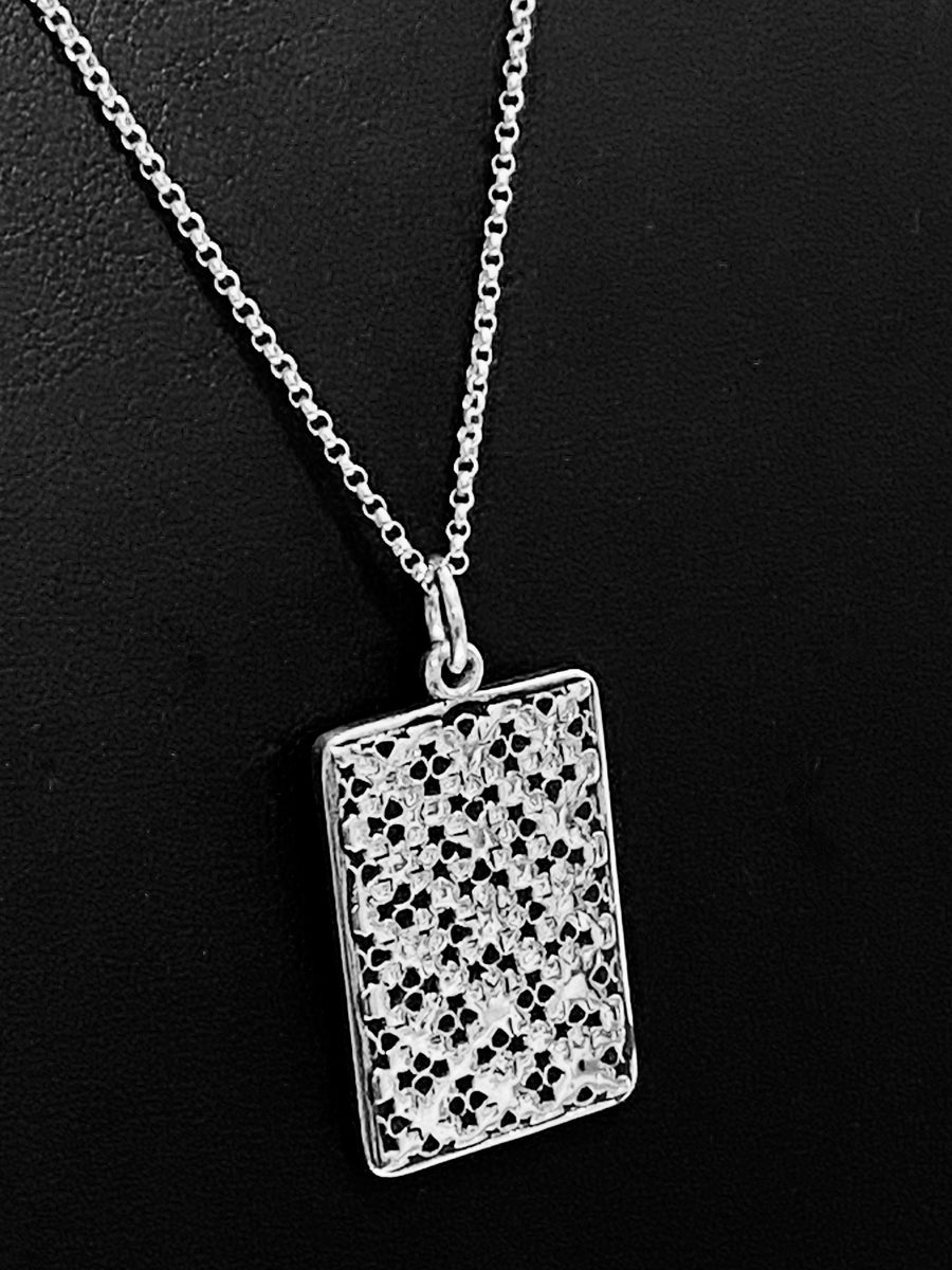 Sterling Silver Oxidized Dubai Frame Pendant Necklace 18 inch L - Michele Benjamin - Jewelry Design