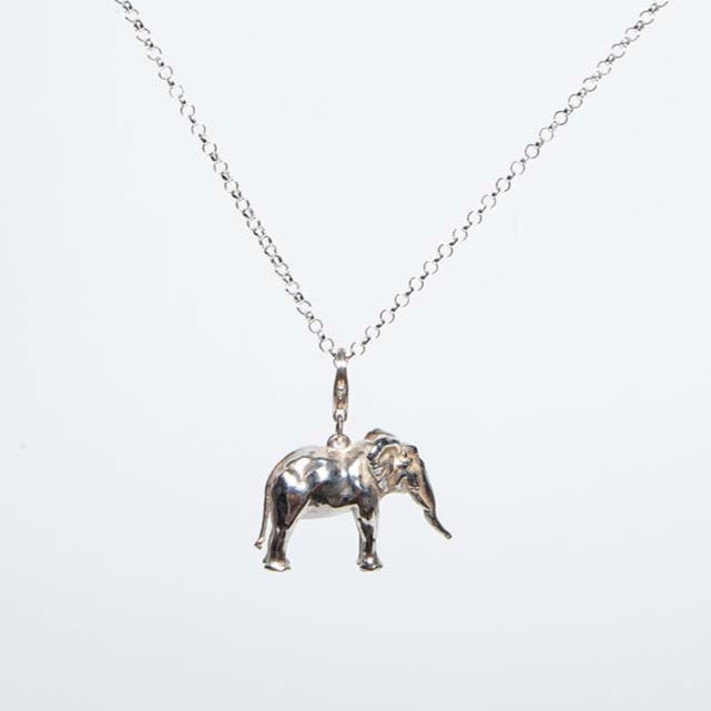 Sterling Silver 3D Elephant Charm Necklace, 36 in. L - Michele Benjamin - Jewelry Design