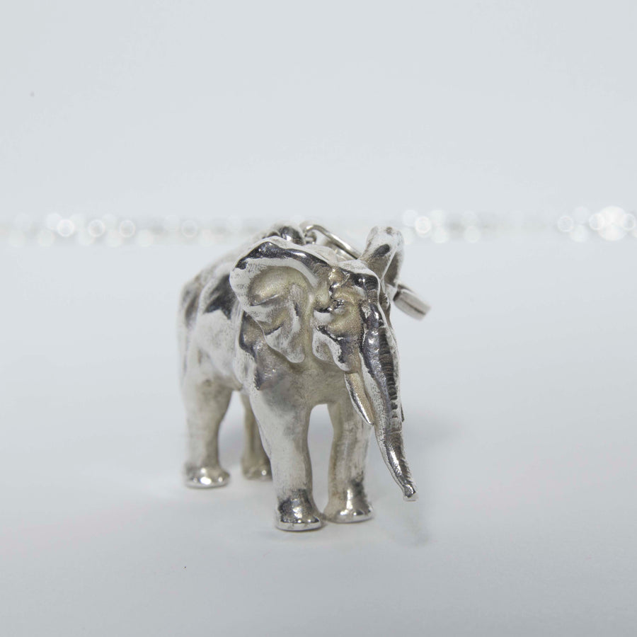 Sterling Silver 3D Elephant Charm Necklace, 36 in. L - Michele Benjamin - Jewelry Design