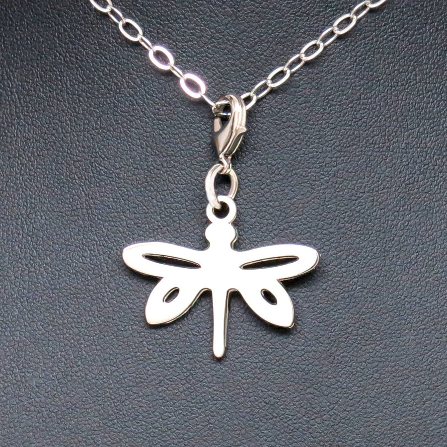 Rhodium Plated Dragonfly Charm Necklaces 18 L - Michele Benjamin - Jewelry Design Fashion Jewelry - White Brass