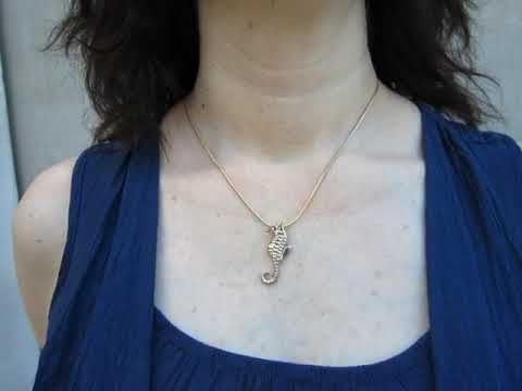 Seahorse Pendant 18K Gold Plated Sterling Silver Necklace 18 in. L