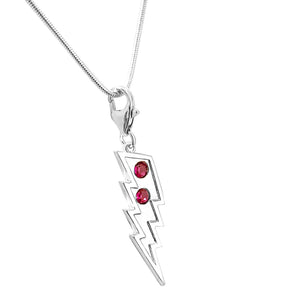 Lightning Bolt Ruby Sterling Silver Charm Necklace 18 in. L - Michele Benjamin - Jewelry Design Fine Jewelry Charms - Sterling Silver