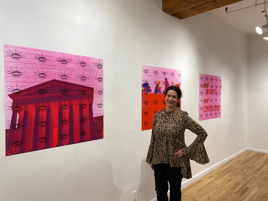Michele Benjamin at Ceres Gallery. 3 pink activist art prints, including “Supreme” an 35 x 37 inch unframed digital photograph archival print. The photo was taken at the Women’s March in New York City and exhibited in "Our Bodies Our Freedom" juried group exhibition at Ceres Gallery, New York during Women's History Month.