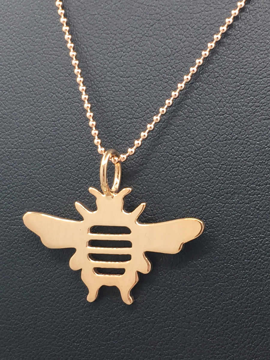 18K Rose Gold Vermeil Bee Pendant Necklace 18 in L - Michele Benjamin - Jewelry Design Fine Jewelry Necklaces - Vermeil