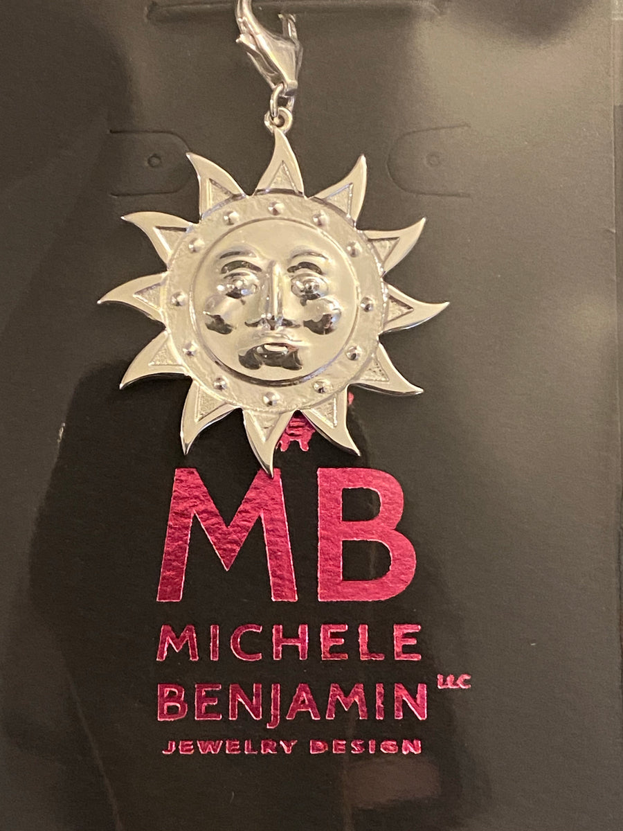 Sun Face Visage Soleil Sterling Silver Charm Necklace 18 in. L - Michele Benjamin - Jewelry Design Fine Jewelry Charms - Sterling Silver