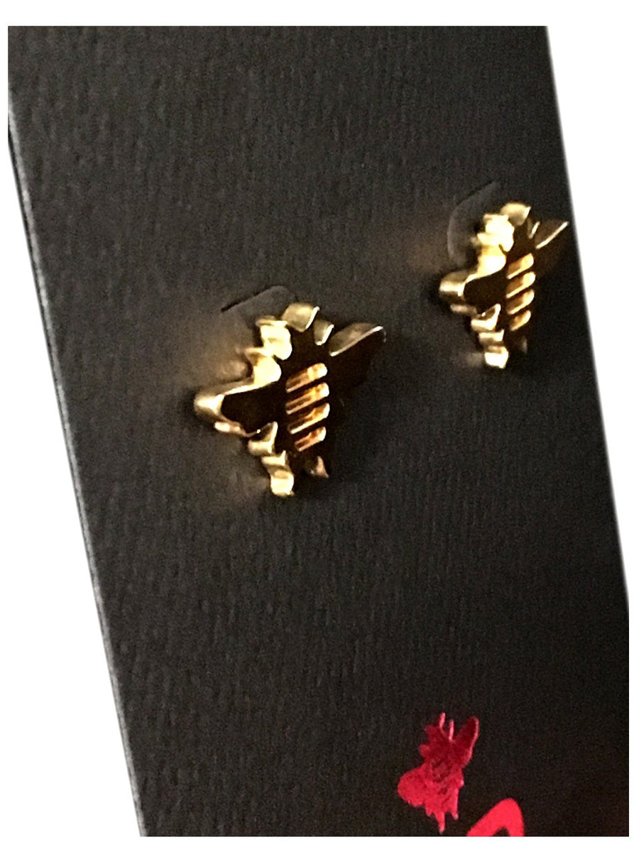 18K Rose Gold Plated Sterling Silver Tiny Bee Dainty Earrings Studs - Michele Benjamin - Jewelry Design Fine Jewelry - Earrings - Vermeil