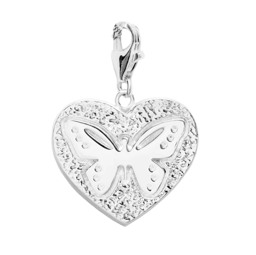 Sterling Silver Butterfly Heart Charm Necklace 18 in. L - Michele Benjamin - Jewelry Design