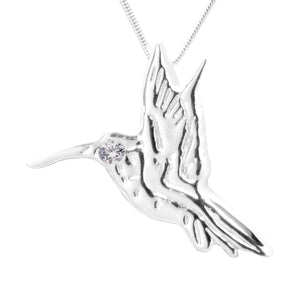 Sterling Silver CZ Hummingbird Necklace - Michele Benjamin - Jewelry Design Fine Jewelry Necklaces - Sterling Silver
