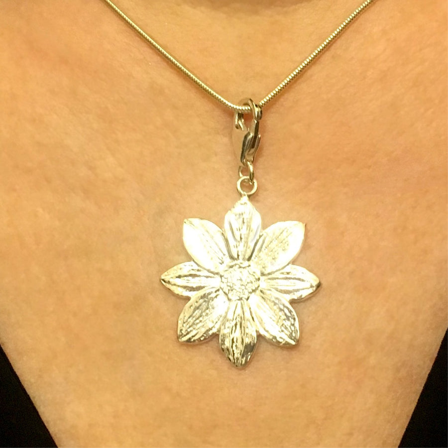 Sterling Silver Mystic Illusion Dahlia Charm Necklace - Michele Benjamin - Jewelry Design Fine Jewelry Charms - Sterling Silver